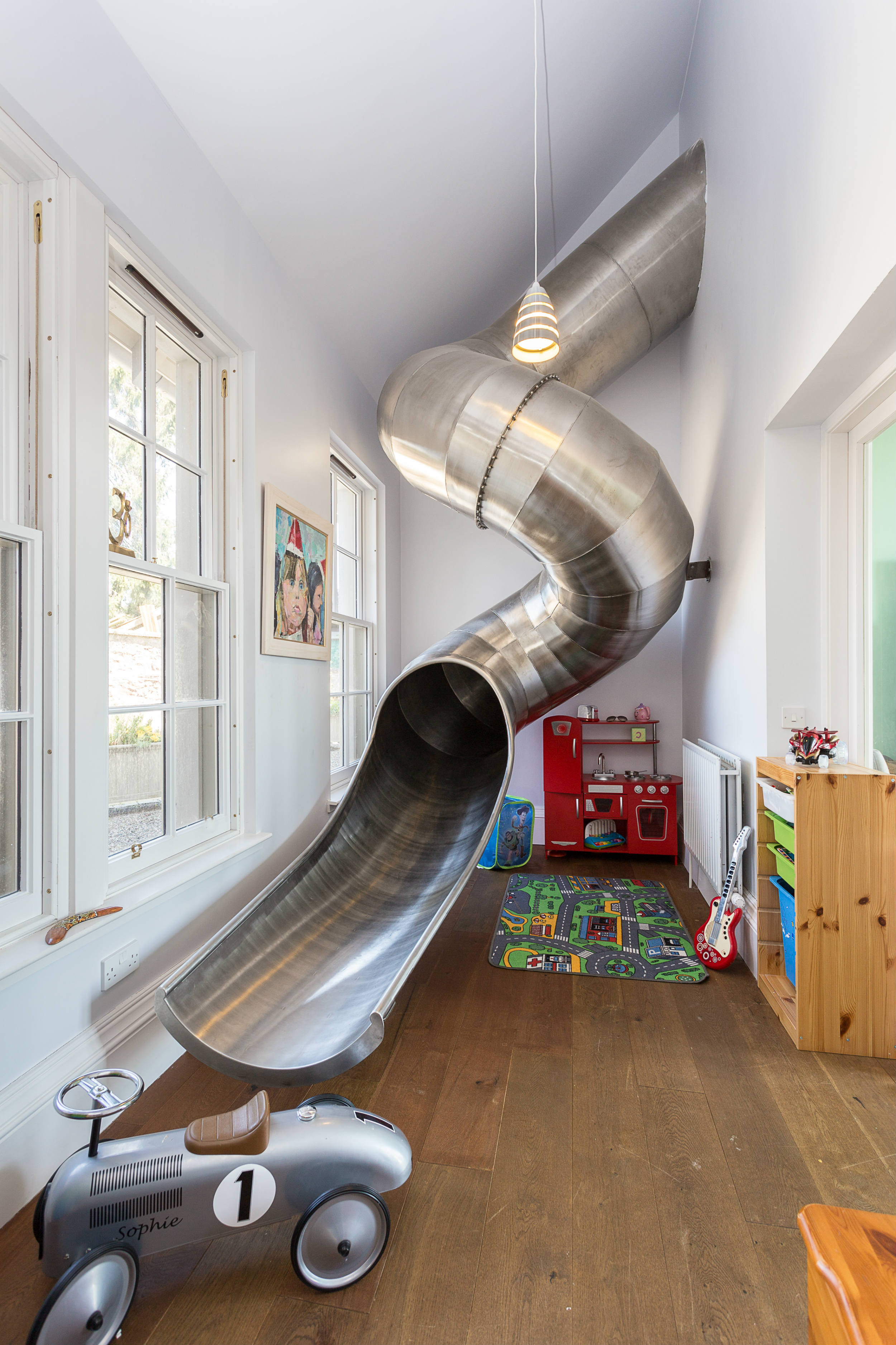 kids bedroom with slide