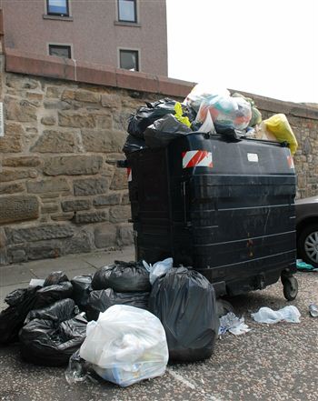 Uncollected refuse on Edinburgh's streets