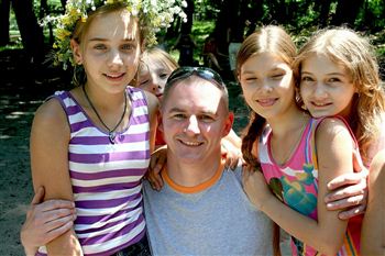 Jim Devine with Ukrainian Orphans