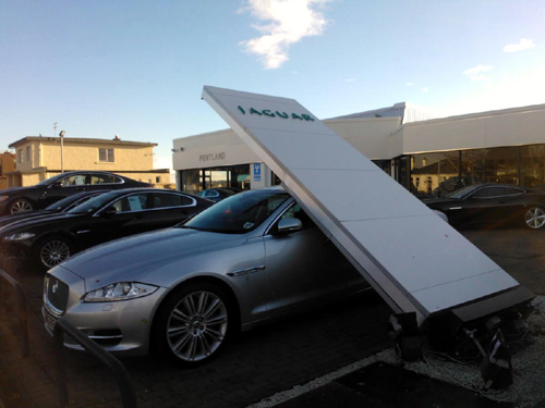 £45,000 demo car is damaged by falling sign due to high winds