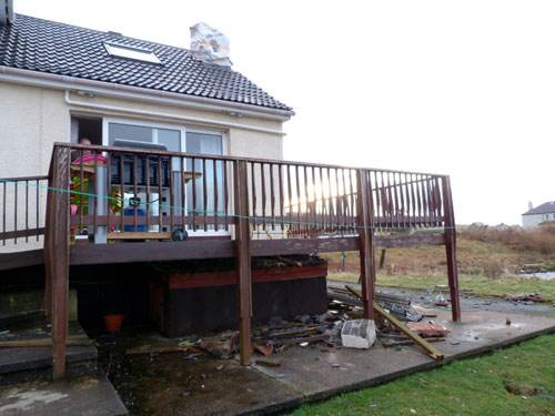The veranda was destroyed by the strike