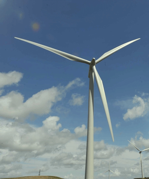 A turbine at Whitelee Wind Farm near Glasgow