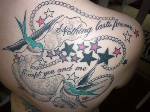 Lyrics from a Biffy song inked onto someone's back