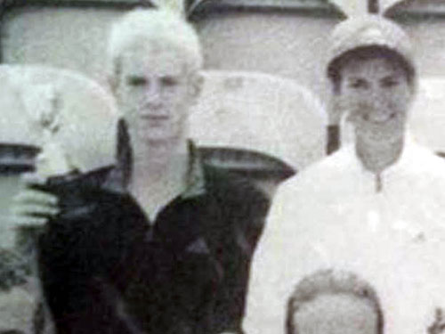 The picture shows Andy with bleached blond hair