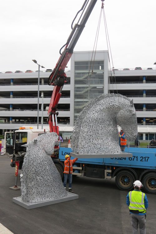 The mini Kelpies will spend a month in the new plaza