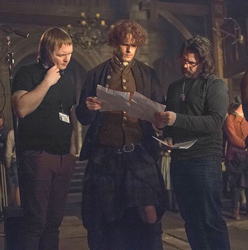 Àdhamh on the Outlander set with Sam Heughan (Pic: outlander_starz Instagram)