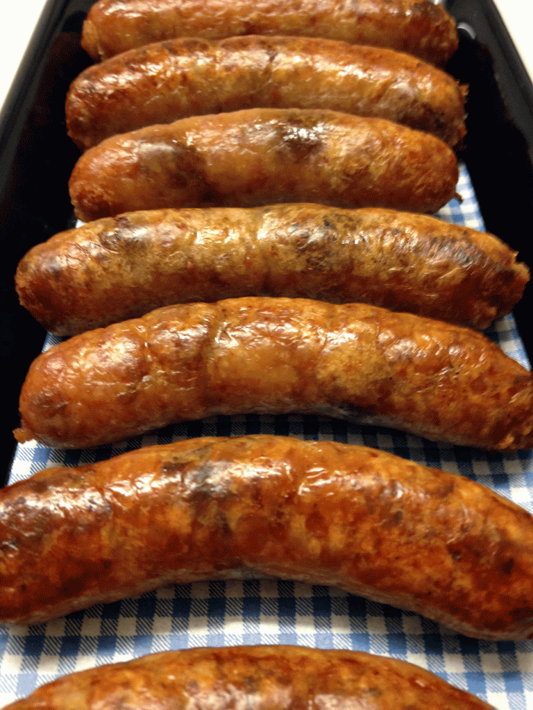 A cooked set of the Scottish sausages