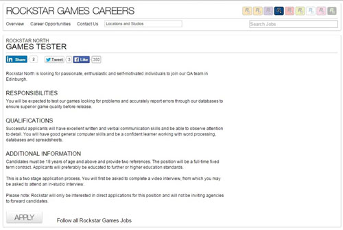 Rockstar games job