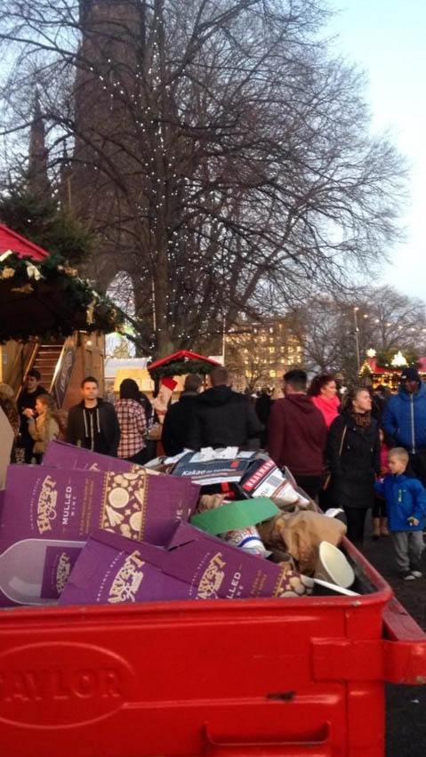 Winter festival in mulled wine mark up row
