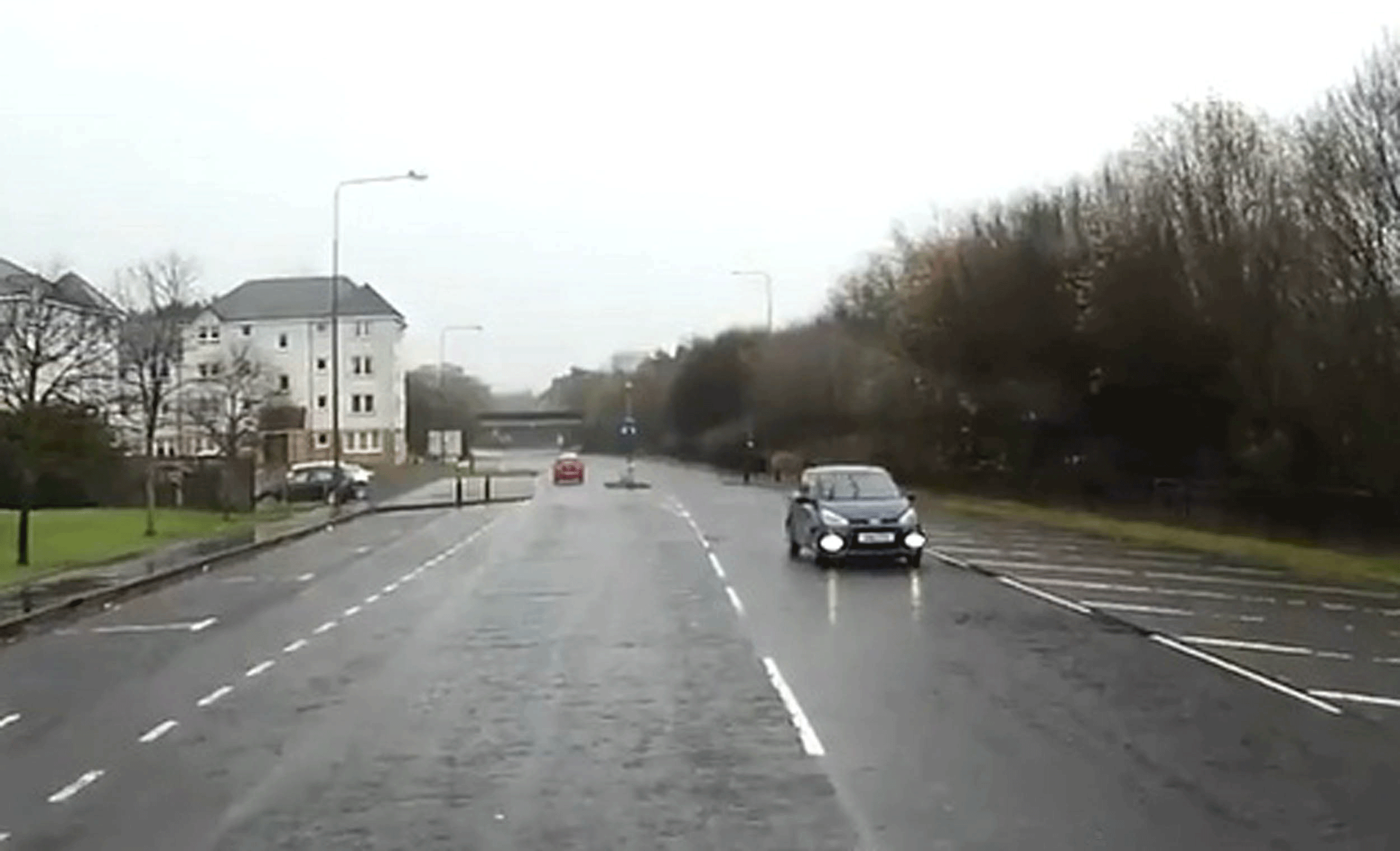 Dashcam video captures one-way foul-up