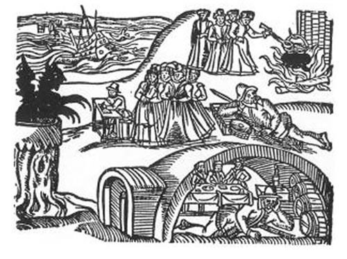 A woodcutting of a brutal witch trial