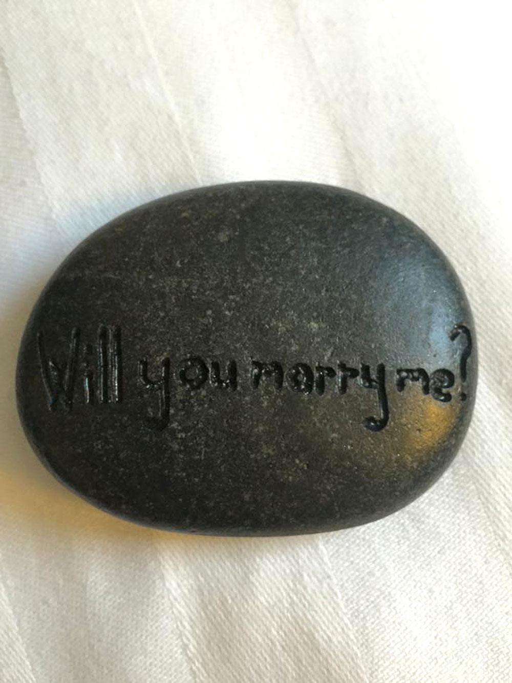 Martin presented his girlfriend with this pebble 