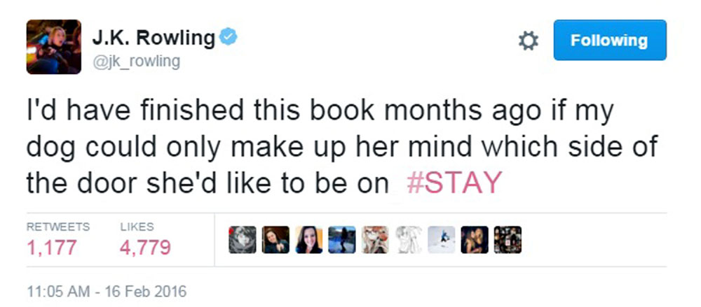 Rowling revealed her frustration in a tweet 
