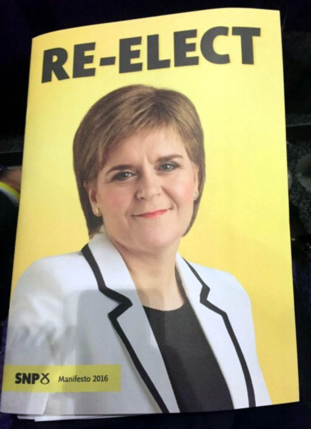 Sturgeon's face adorns the front of the manifesto 