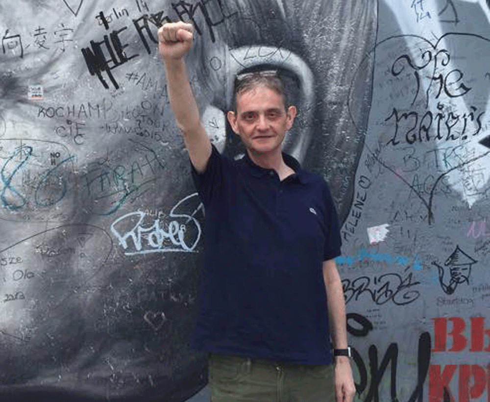 Mark on a visit to the Berlin Wall