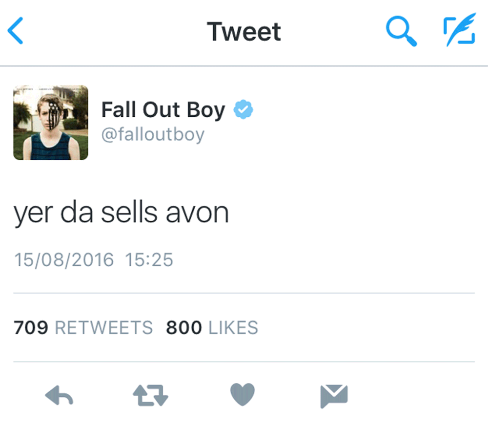 The strange tweet appeared yesterday after the band's account was hacked
