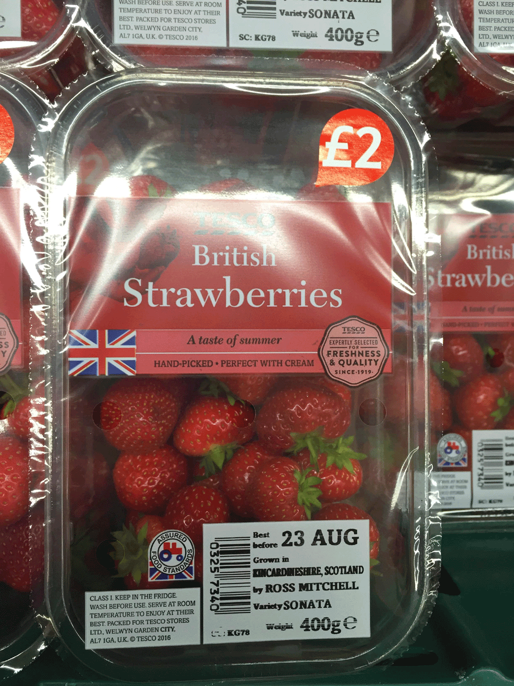 These Scottish strawberries now have the British flag on their packaging