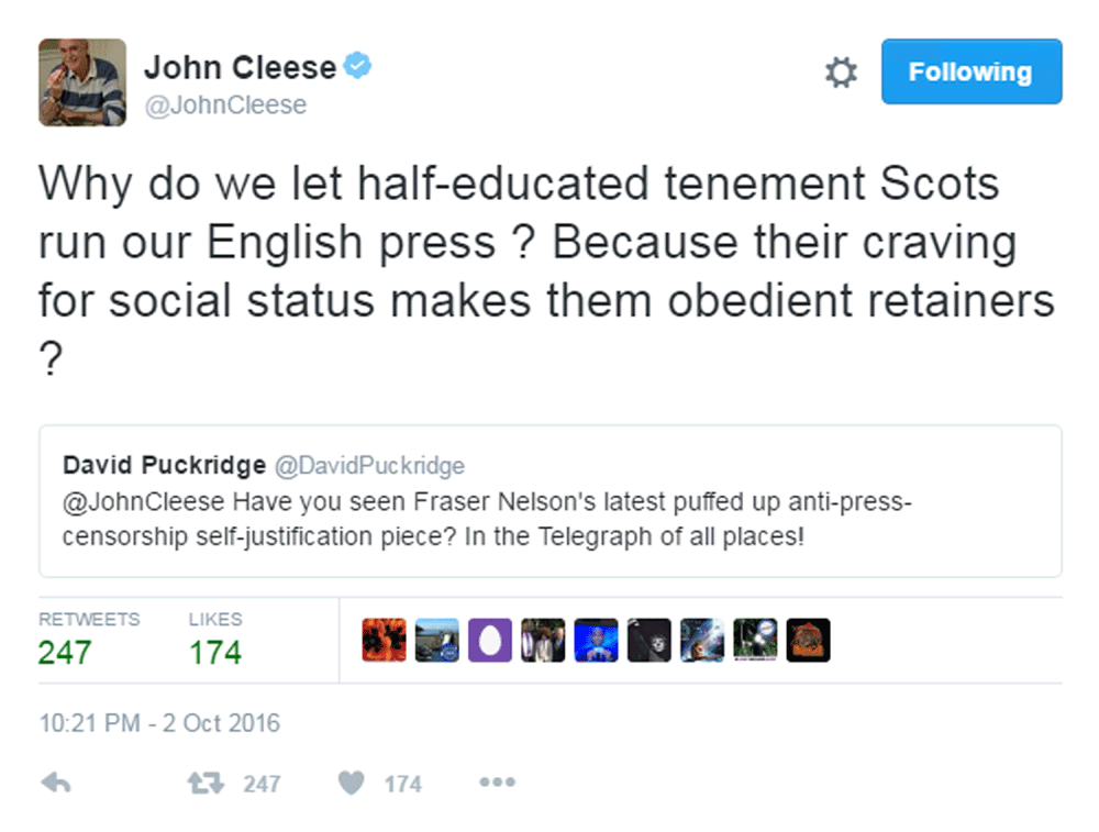 Cleese's original tweet
