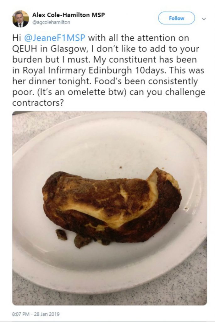 Shocking omelette given to Edinburgh hospital patient