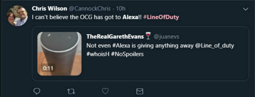Alexa pushed over the edge by Line of Duty fans demanding: "Who is H?"