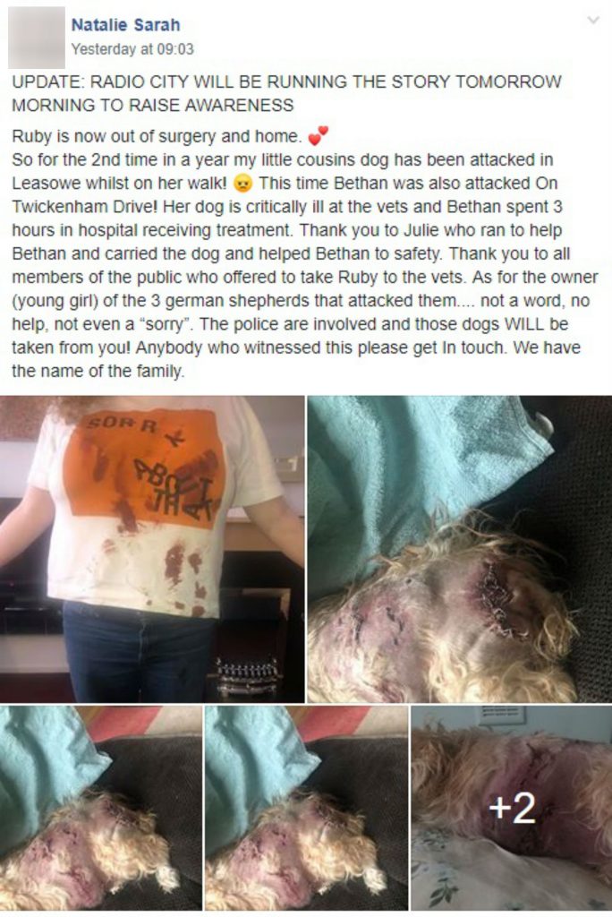 Beth's cousin Natalie's post to Facebook about the incident