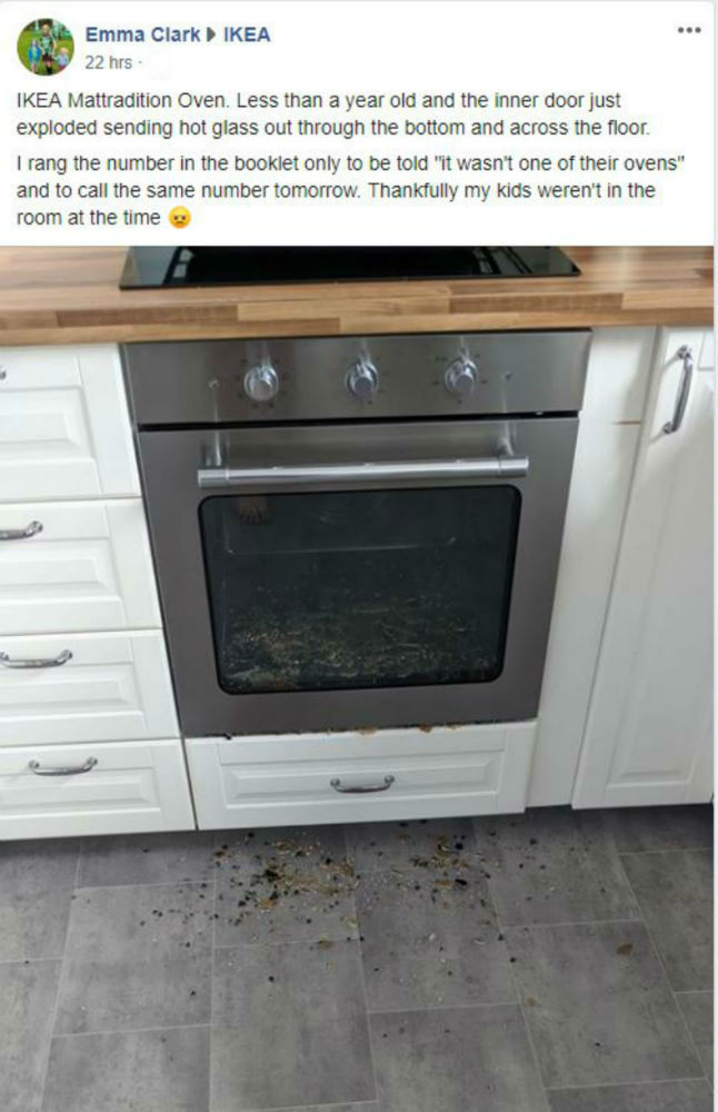 Ezel gesloten Gemaakt van Shocked mum's IKEA oven explodes during 250 C self-clean, showering kitchen  with hot glass - Deadline News