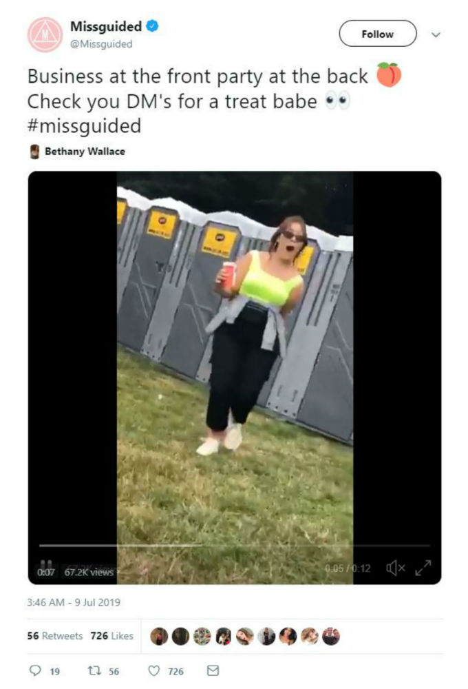 Missguided tweet to Bethany