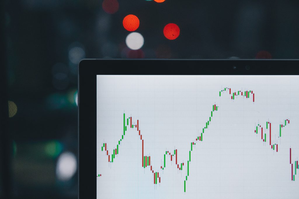 Picture of graph showing stocks and shares - business news