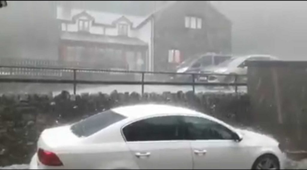 Hailstones the size of golf balls descended upon a Welsh town
