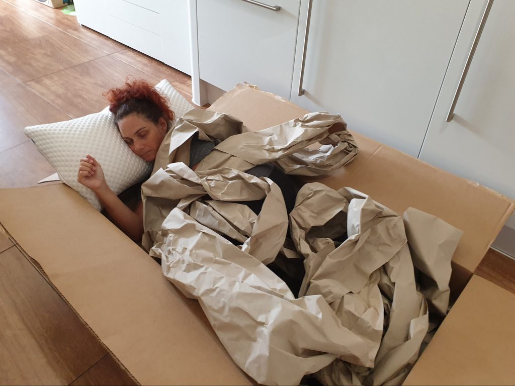 Amazon customer makes makeshift bed from massive parcel after order