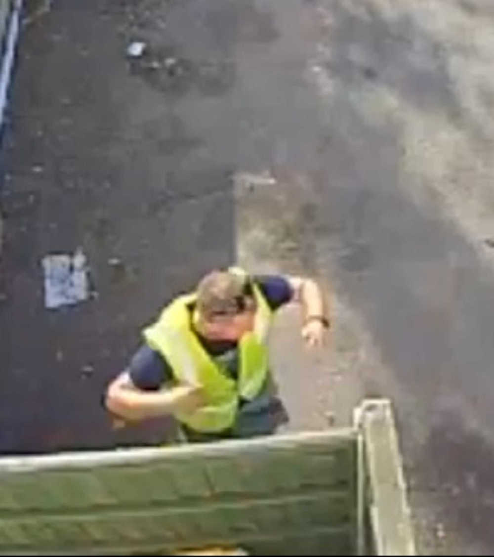 Driver throwing parcel