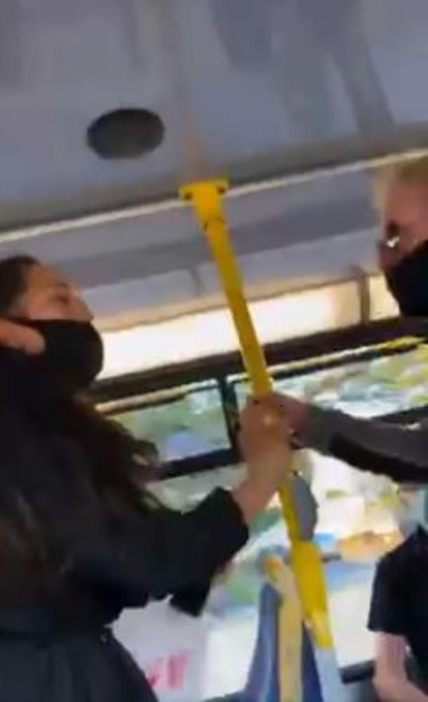 A woman was filmed hurling racist abuse at bus passengers in Dublin