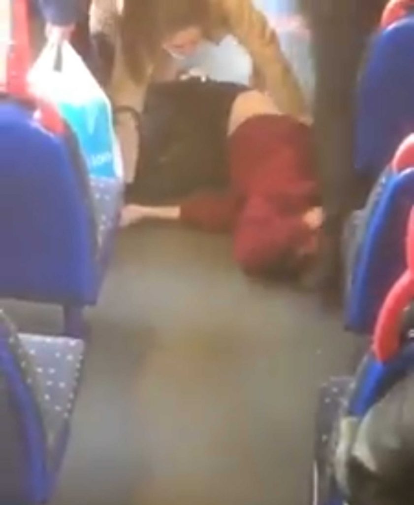 Man floored to ground after trying to kick girl in face