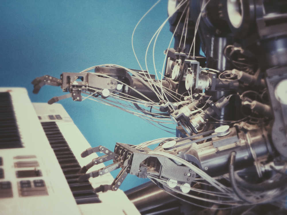 A robot playing  the piano