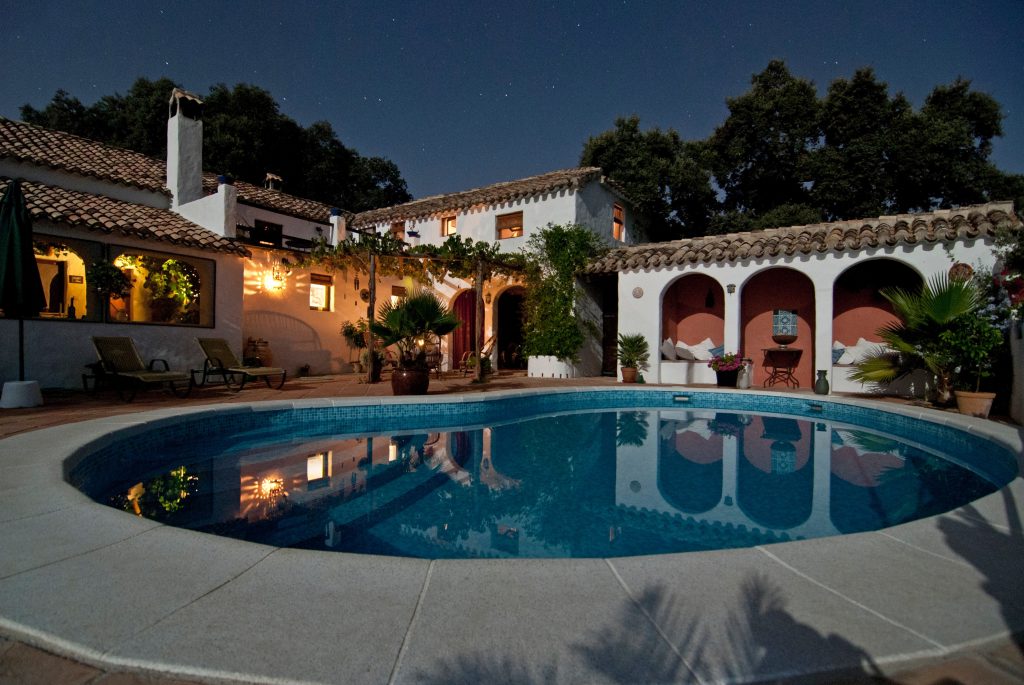 A  Spanish bungalow with a swimming pool 