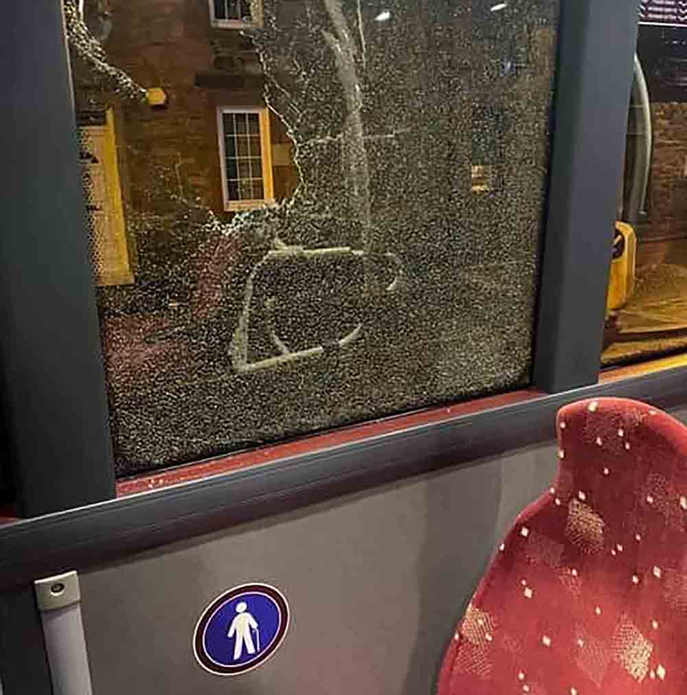 Bus driver shares image of boulder thrown through window - Scottish News