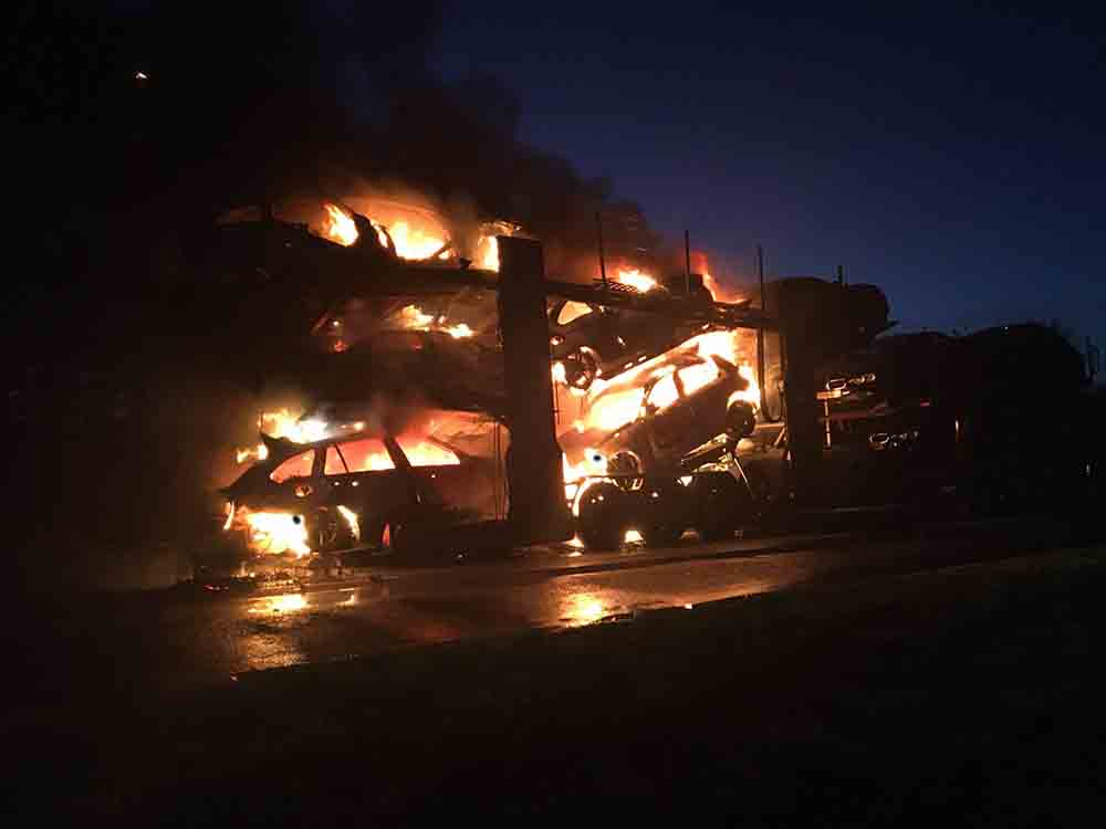 Fire and Rescue team share images of transporter ablaze - UK News