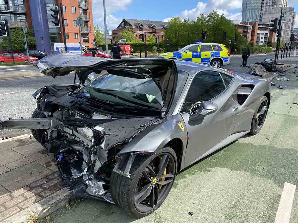 £250k Ferrari destroyed in car crash on 30mph road - Police News