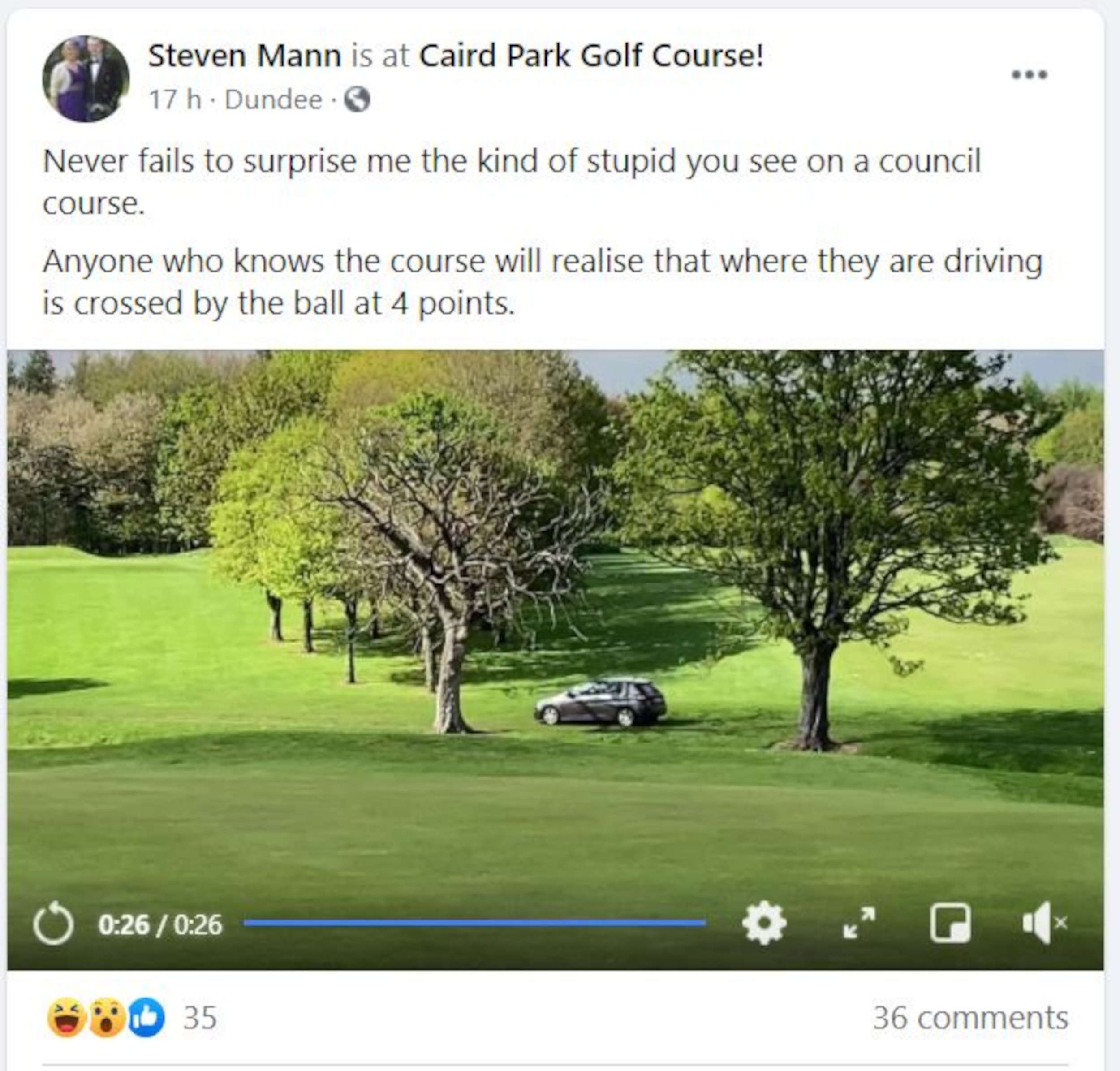 Steven Mann golf post screenshot