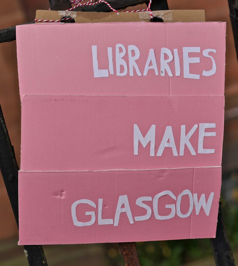 A banner made by the direct action group Save Whiteinch library - Scottish News