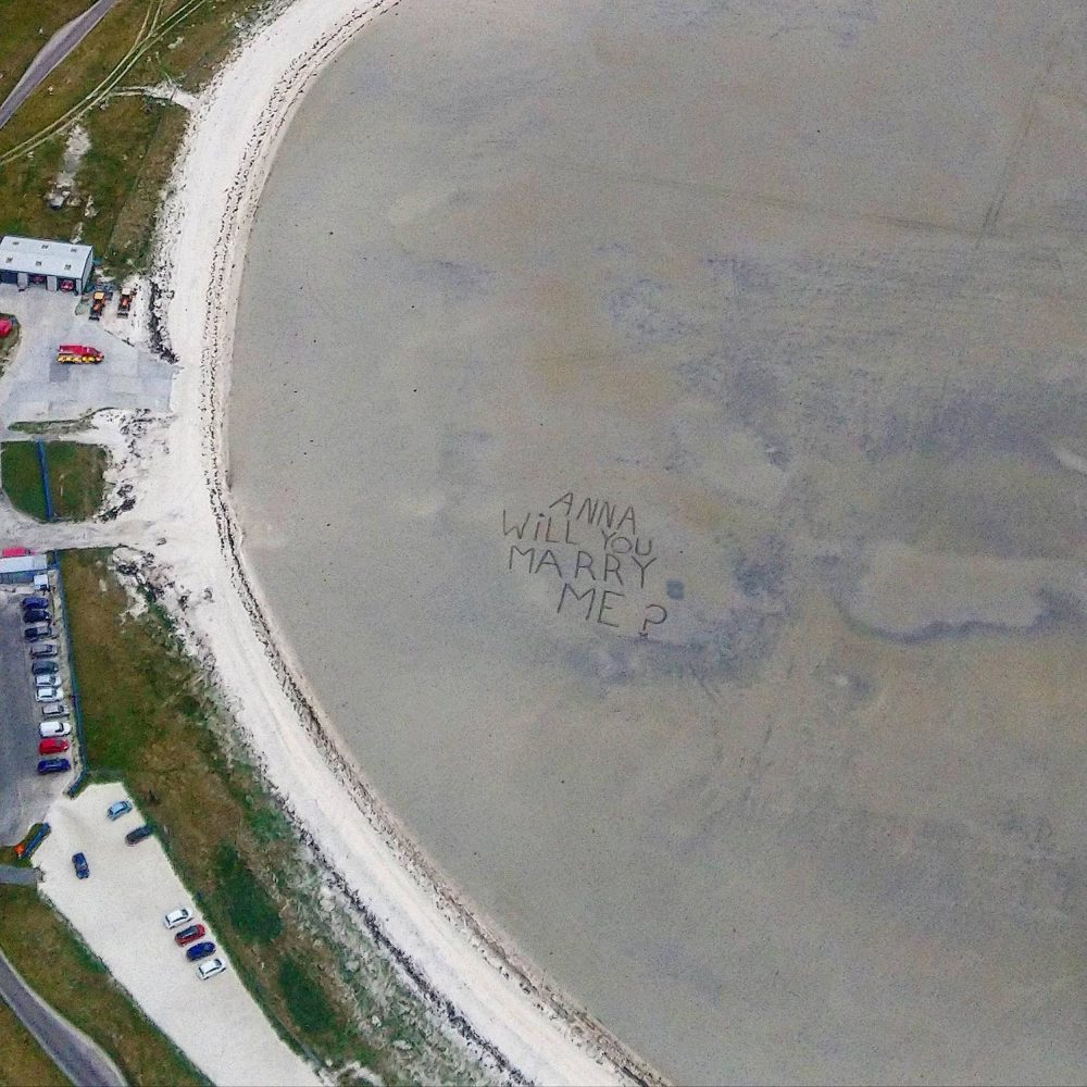 Proposal message written in sand from the sky | Scottish News