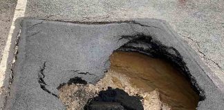 Shocking images show large sinkhole appear on busy motorway - UK News