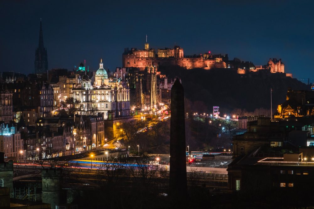 edinburgh skyline lit up at night| Scottish News