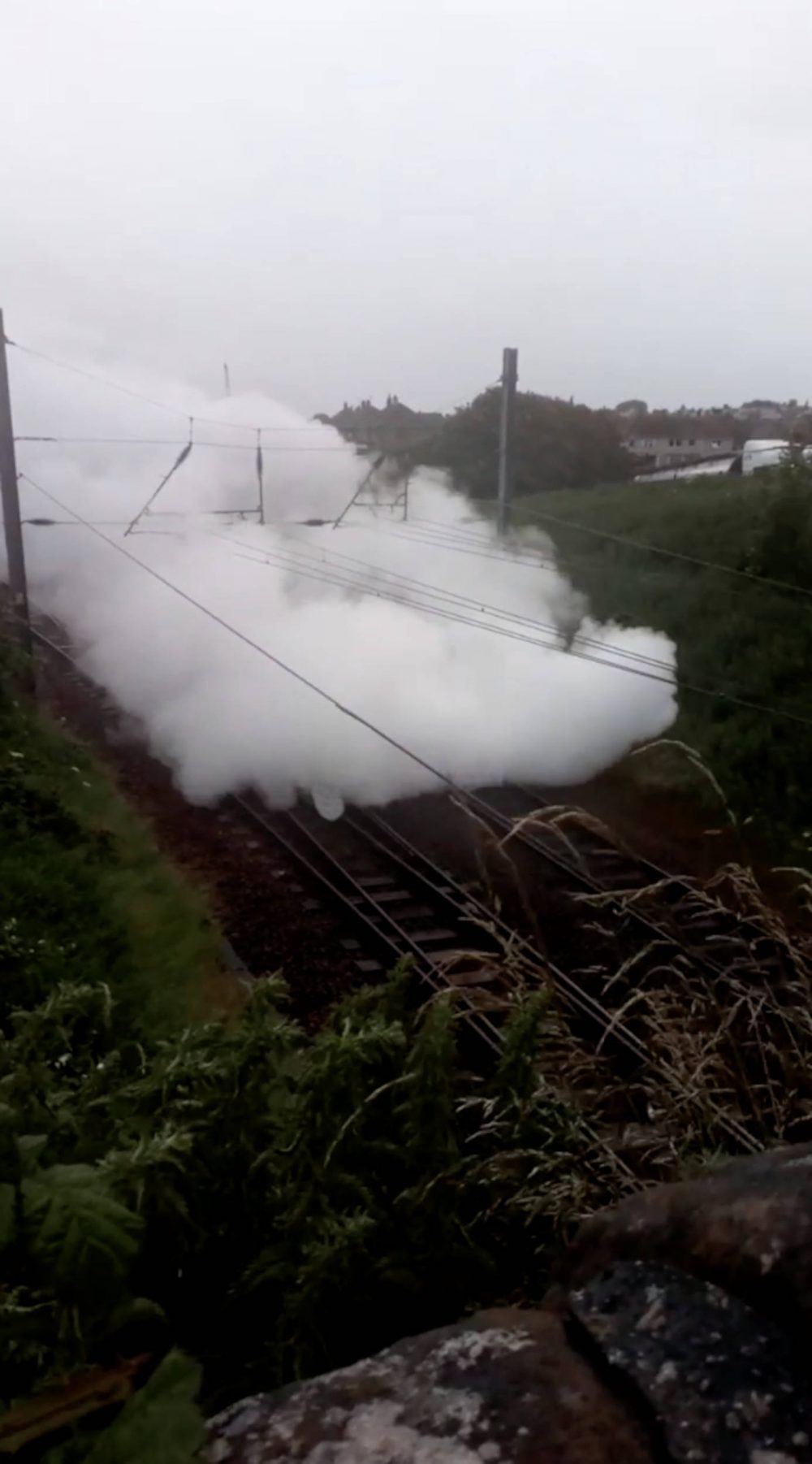 The Flying Scotsman covered in steam | Transport News UK