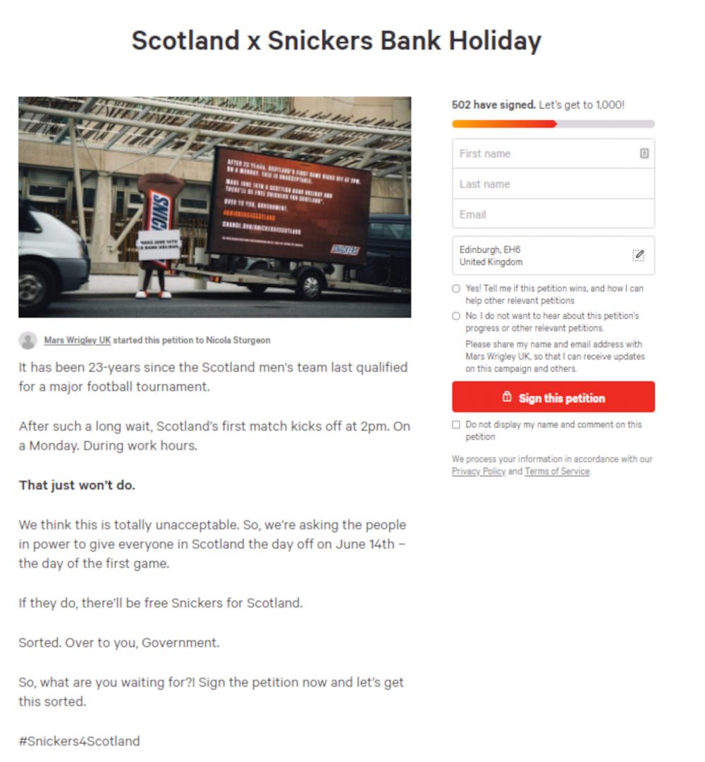 Snickers bank holiday petition - Football News Scotland