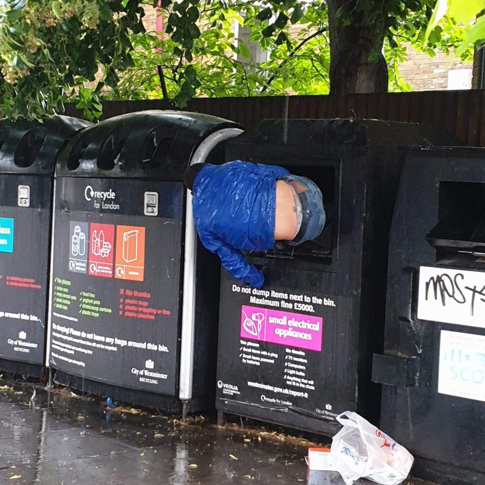 Londoner stuck in a bin | London News
