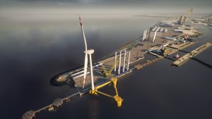 CGI image showing proposed outer berth at The Port of Leith with floating foundation and offshore wind turbine which is part of the Leith Renewables Hub announced in May - Scottish News