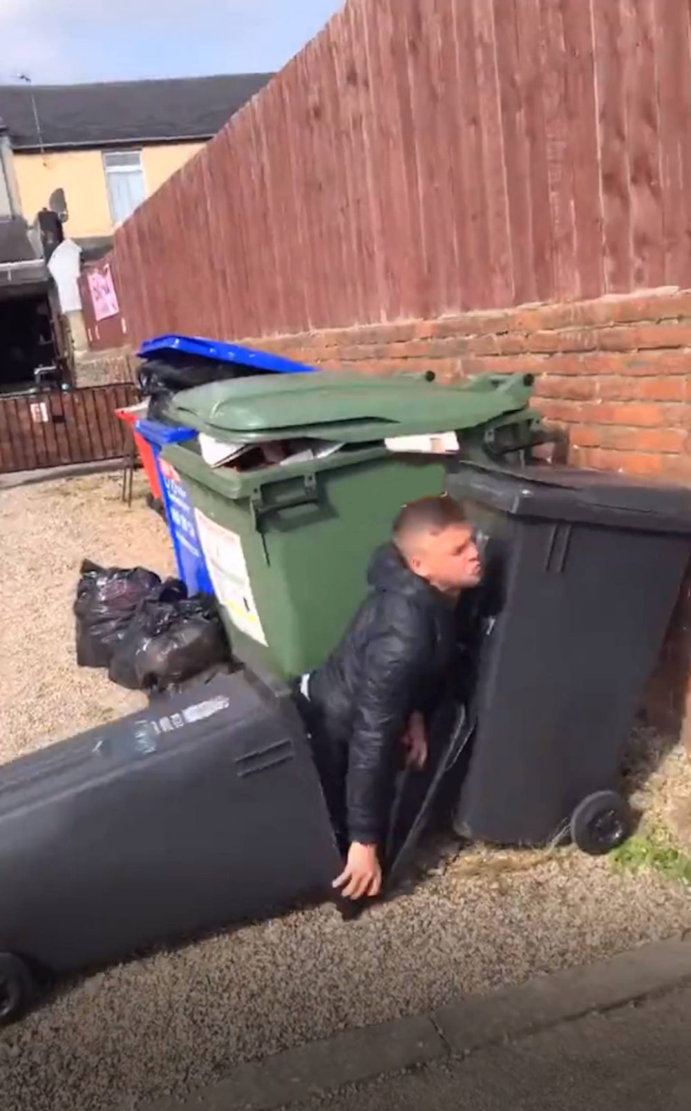 Boozed up punter jumps in wheelie bin | Video News UK