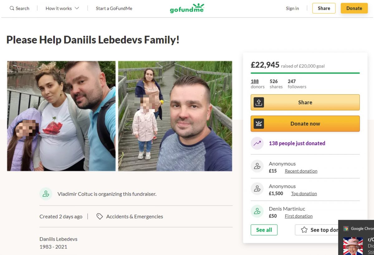 The GoFundMe page that was set up