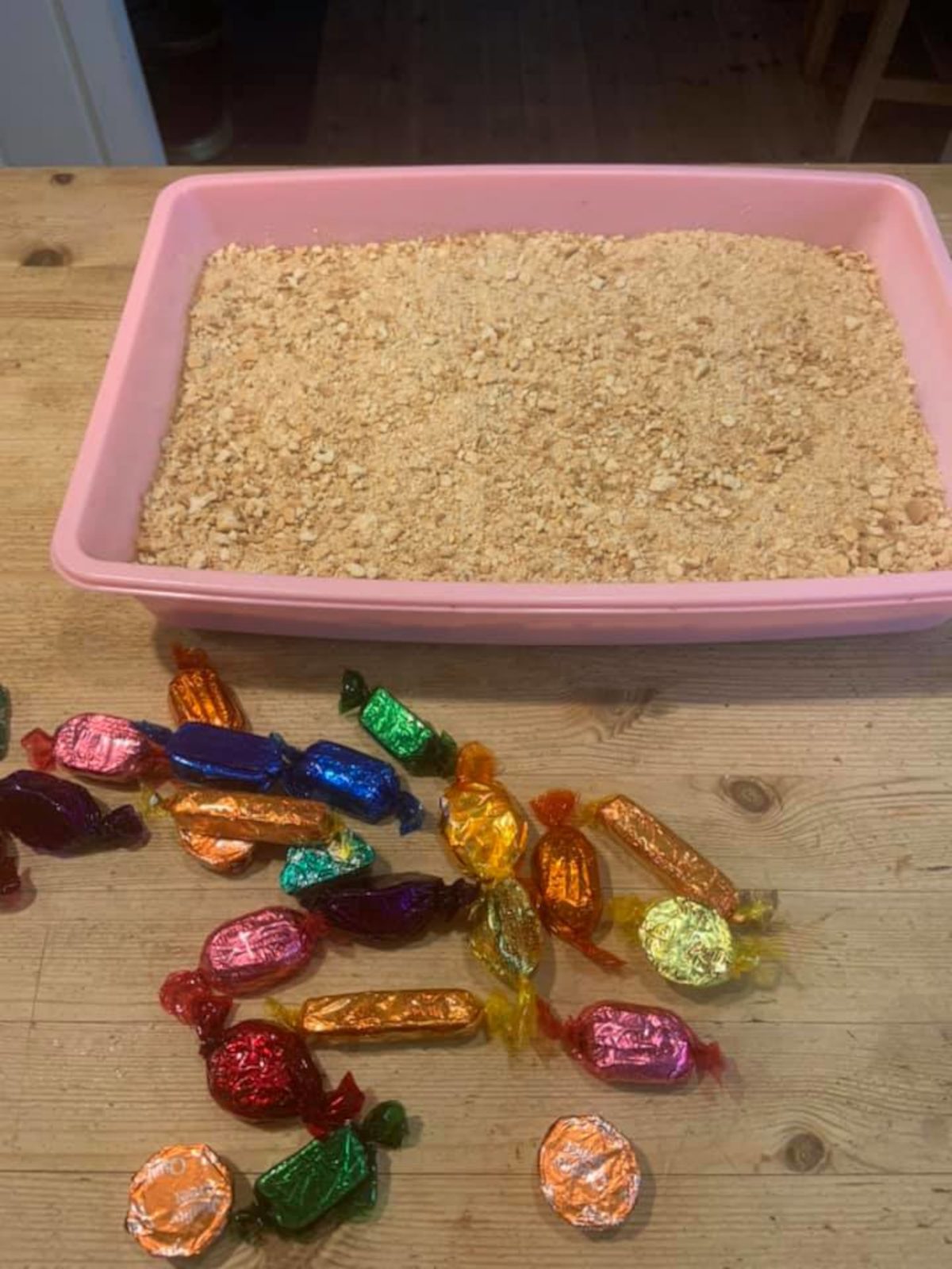 Cat litter cake before the finishing touches